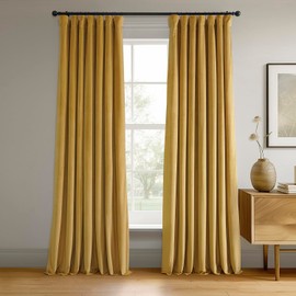 HPD Half Price Drapes Signature Velvet Thermal Blackout Curtains for Living Room 96 Inch Long (1 Panel) Rod Pocket Insulated Blackout Curtains for Bedroom Window Curtains, 50W x 96L, Fool's Gold