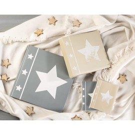 Hama "Skies" Slip-In Photo Album (Memo album with 100 pages, for inserting 200 photos in 10x15 format, Star motif, 22.5cm x 22cm), Beige photo book