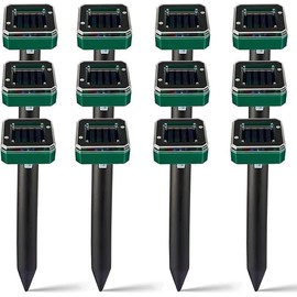 Solar Mole Repellent, 12 Pack Ultrasonic Mole Repellent Solar Powered, Waterproof Vole Gopher Repellent for Garden & Yard (SMR(1)) (Green12)