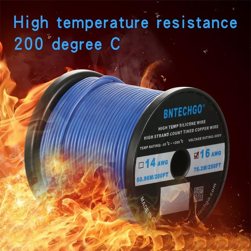 BNTECHGO 16 Gauge Silicone Wire Spool 250 ft Black Flexible