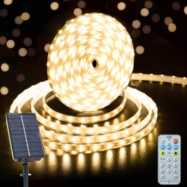 CCILAND Solar Strip Lights Outdoor, 33Ft 640 LED Strip Lights with Remote Timer Dimmable for Garden Yard Party Decor (No Adhesive)