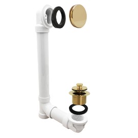 Westbrass 494244H-01 SCH. 40 PVC Bath Waste & Overflow Assembly with Illusionary Faceplate and Lift & Turn Drain Plug, 1-Pack, Polished Brass