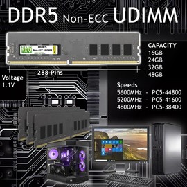 NEMIX RAM 32GB (2X16GB) DDR5 4800MHZ PC5-38400 1Rx8 1.1V CL40 288-PIN Non-ECC Unbuffered UDIMM Desktop PC Memory KIT Compatible with HP Z2 G9 Tower Workstation Desktop PC