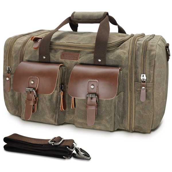 Wildroad Duffle Bag for Travel, 50L Waterproof Waxed Canvas Genuine