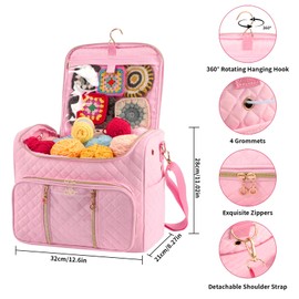 Knitting Bag- Crochet Bags for on The go,Yarn Storage Organizer, Perfect for Knitting and Crochet Accessories(Pink)