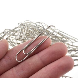 HAHIYO Paperclips Nonskid Large Sturdy 2” Length Paper Clips with Ridges Non Skid Heavy Duty Tight Grip Thick Rust Proof Reusable Metal Bright Silver for Home Office School 100 Pack
