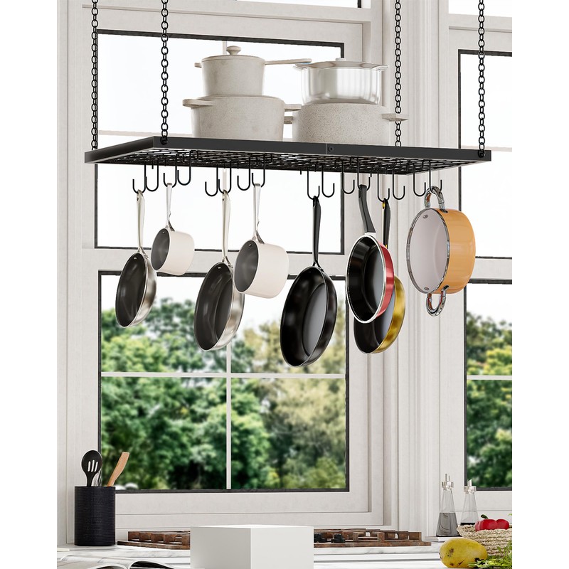 CHOEZON Hanging Pot Rack, Ceiling Mounted Pot Hanger for Kitchen,
