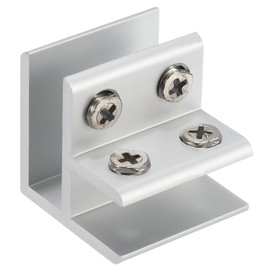 sourcing map 90 Degree Glass Clamp, for 10-12mm Thickness Adjustable Double Side Glass Shelf Support Bracket Aluminum Alloy Glass Clip Clamp Holder, Silver Tone