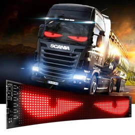 Devil Eyes Light for Cars, 52.4''x7.6'' Extra Large Flexible LED Display, USB Programmable Dynamic Big Eye Lights for Windshield, Bluetooth APP Control, Perfect for Trucks and Commercial Vehicles