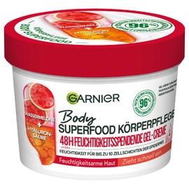 Garnier Refreshing Body Care for Dry Skin, Body Butter with Watermelon and Hyaluronic Acid, for up to 48 Hours of Moisture, Body Superfood, 1 x 380 ml