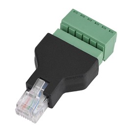 6-Pin 6P6C Plug with RJ12 Plug and Shielded Adapter for CCTV Connection