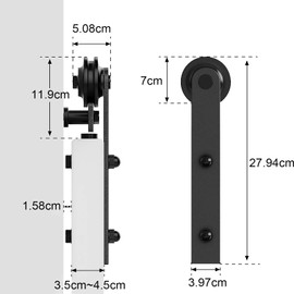 WINSOON Sliding Barn Door Hardware Kit 4/5/6/8/10/12/13/15/16FT Track Roller Set for Single Wood Door Closet Straight Design Track Black(Without Door) (I Shape Design, Antique Roller Kit)