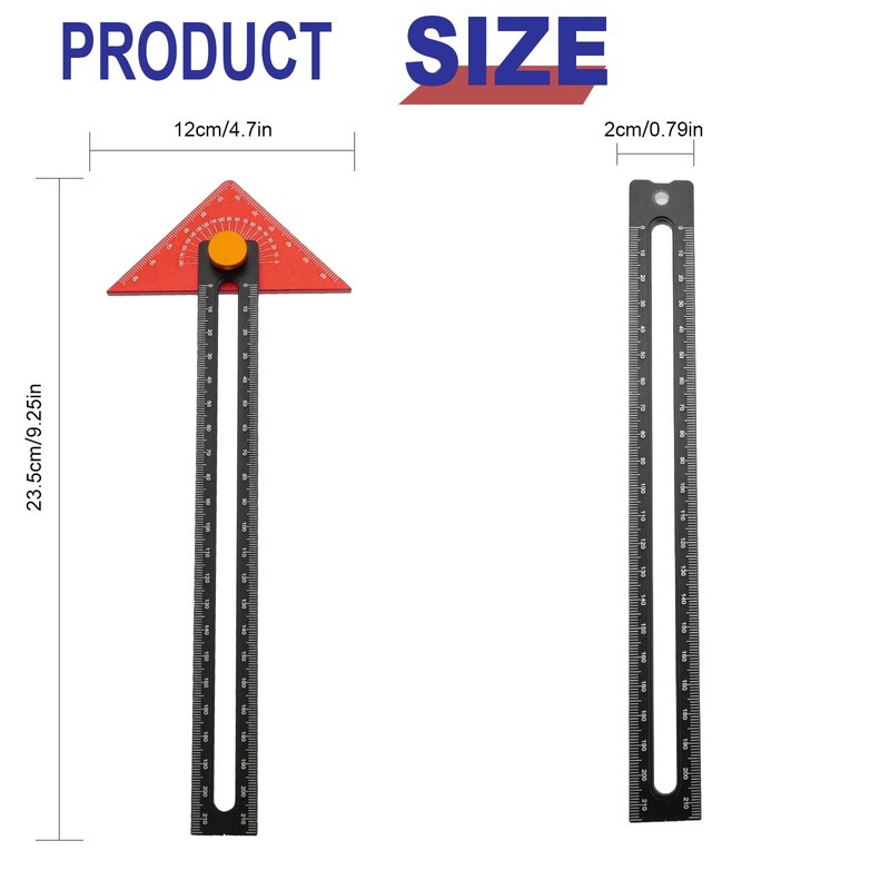 oupados Steel Ruler,T Bevel Blade Ruler,Adjustable Angle Sliding T-Square for