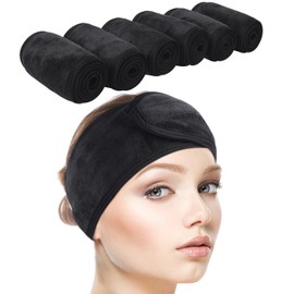 6 diademas SINLAND de microfibra rizo 80% poliéster con velcro, 65 x 8 cm para cara y deportes