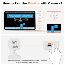 A2C Wireless Baby Car Camera, USB Powered Baby Monitor for Car Backseat & Home, 5" HD 1080P Auto/Manual Night Vision Screen with 7-Hour Battery, Rear Facing Carseat Monitor, for Travel, Home, Pet