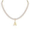 sineed Bubble Letter Necklace Gold Tennis Necklaces for Women 14K