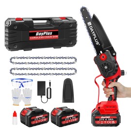 Mini Chainsaw 8-Inch Battery Powered, Cordless Electric Power Chainsaw, Portable Handheld Chainsaw with 2 Rechargeable Battery, 21V Brushless Chainsaw with Safety Lock for Tree Trimming Wood Cutting
