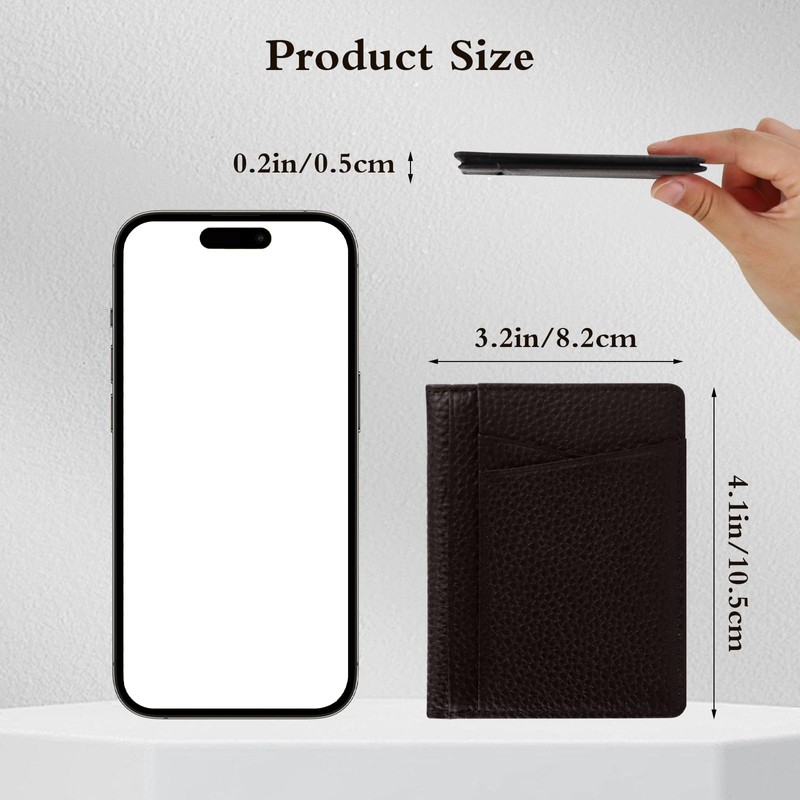 Feelorna Slim Wallet for Men, Compact Cards Case Leather Wallets