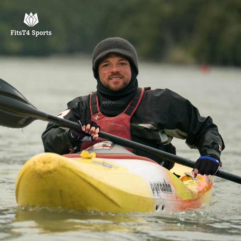 FitsT4 Sports Kayaking Gloves 3/4 or Full Finger Padded Palm