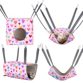 Glittme Ferret Hammock 4 Pack Ferret Cage Accessories Washable Rat Hammock Soft Guinea Pig Hammock for Ferrets, Rat, Sugar Glider, Squirrel