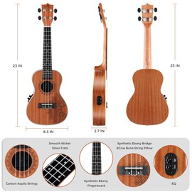 EASTROCK Tenor Ukelele Sapele Beginner Electric Built-in Equalizer Ukulele 26 inch Big Package Kit. Ukulele Ukalalee Suitable for adults, Beginners. (26-Sapele-EQ)
