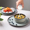 LeRATIO Ceramic Dinnerware Set of 4, Poreclain Plates, Bowls, Handmade