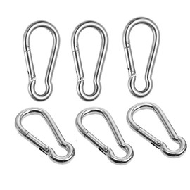 6 Pack of 2 1/4 Inches Stainless Steel Safety Spring Snap Hook Carabiner, Multi-Purpose Heavy Duty Stainless Steel Carabiner Clips for Keys Swing Set Camping Fishing Hiking Traveling