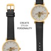 WOCCI 14mm Watch Strap with Gold Buckle, Elegant Genuine Leather