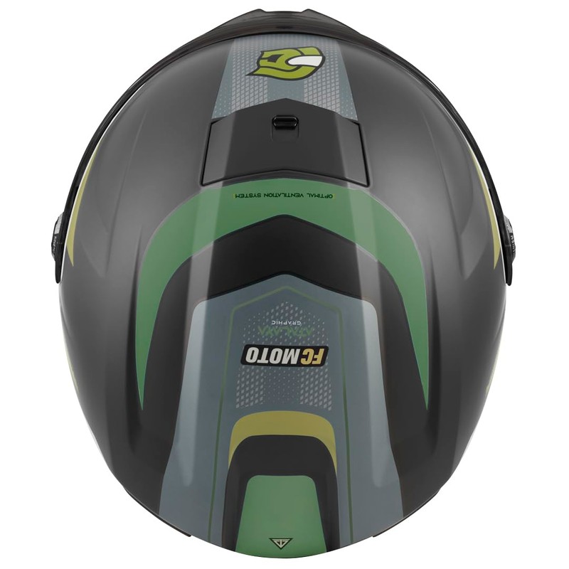 FC-Moto FF114B Zeron Helmet, Matte Black/Green, XS