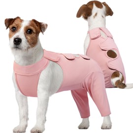 Kuoser Dog Recovery Suit After Surgery - Comfortable Cone Alternative With Legs for Male and Female - Prevent Licking Onesies, Pink M