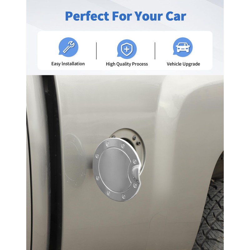 DSWSQ Chrome Fuel Filler Gas Door Cover Fit for 2007-2013