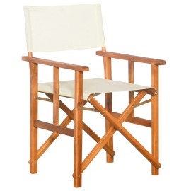 Solid Acacia Wood Director Chair in Brown and Cream 100% Polyester-Premium Comfort and StyleColor: Brown Color
