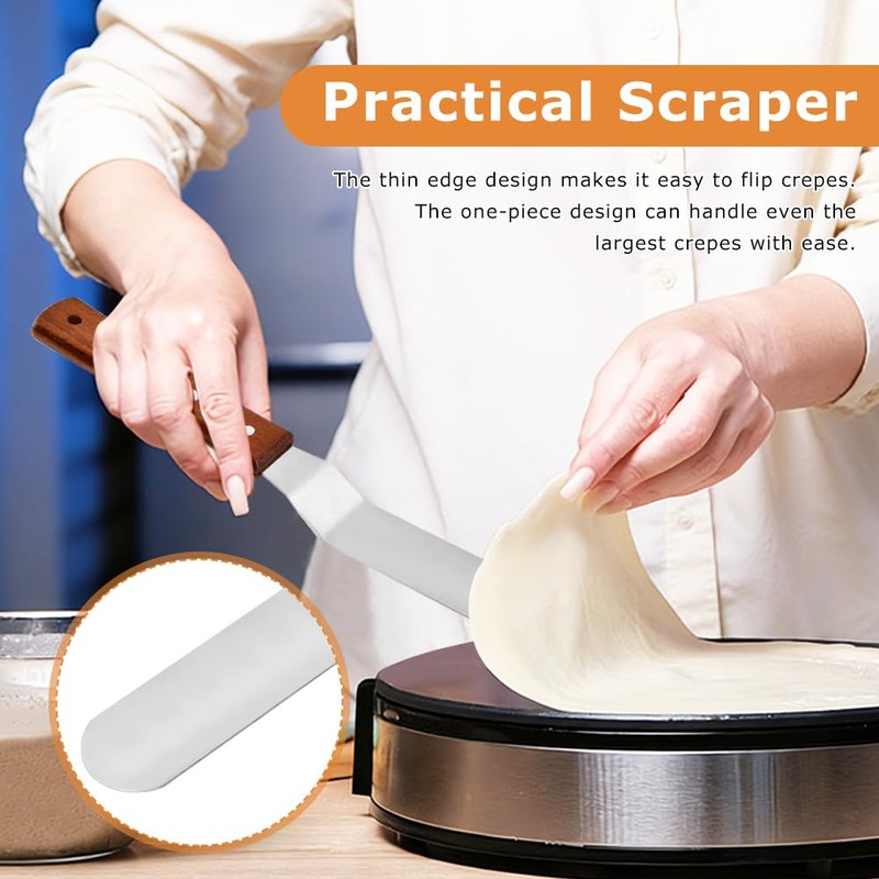 Crepe Spreader and Spatula Kit,Stainless 3 Pack Steel Pancake Tool
