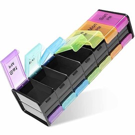 GeorgeX Organizadores de Píldoras Semanal Pastillero de Viaje Impermeable con 14 Pastilleros Pastillero Diario Grande con Cierre de Tapa para Vitaminas, Suplementos…