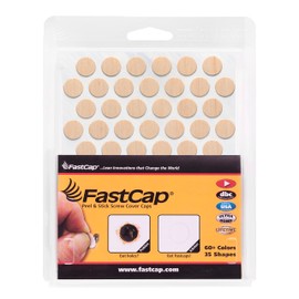 FastCap - Screw Hole Covers, 9/16" (14mm) Round Stickers - Ideal for Professional Woodworking, Furniture, and Cabinetry Projects - One Sheet of 52 Caps - Unfinished Real Wood, Color - Maple