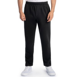 Fruit of the Loom Men's Eversoft Fleece Open Bottom Sweatpants with Pockets, Relaxed Fit, Moisture Wicking, Breathable, Black