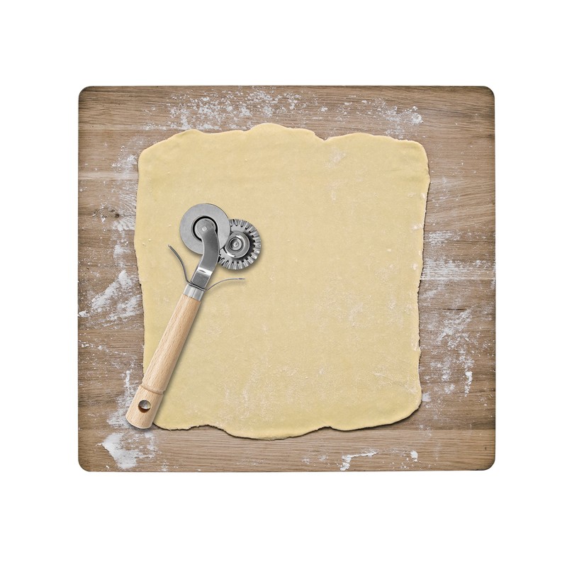 Fantes Double-Blade Pastry Ravioli Pasta Dough Cutter Crimper Wheel, Stainless