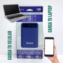 TECH2 Bateria Portatil 2 Entradas 5000 Mah Carga Rapida Usb 2.4a