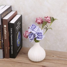 Vase for Flowers, Ceramic Flower Vase, Home Decoration, Vase and Table Decoration, Glazed Ceramic Vase for Pampas Grass, Rustic Farmer Vases for Living Room, (10.8 x 9.8 x 2, Small White)