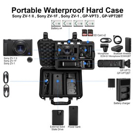 Lekufee Portable Waterproof Hard Case for Sony ZV-1F, ZV-1, ZV-1 II, Vlog Camera, NP-BX1 Battery, GP-VPT2BT,GP-VPT3 Shooting Grip,and More Accessories(Case Only)