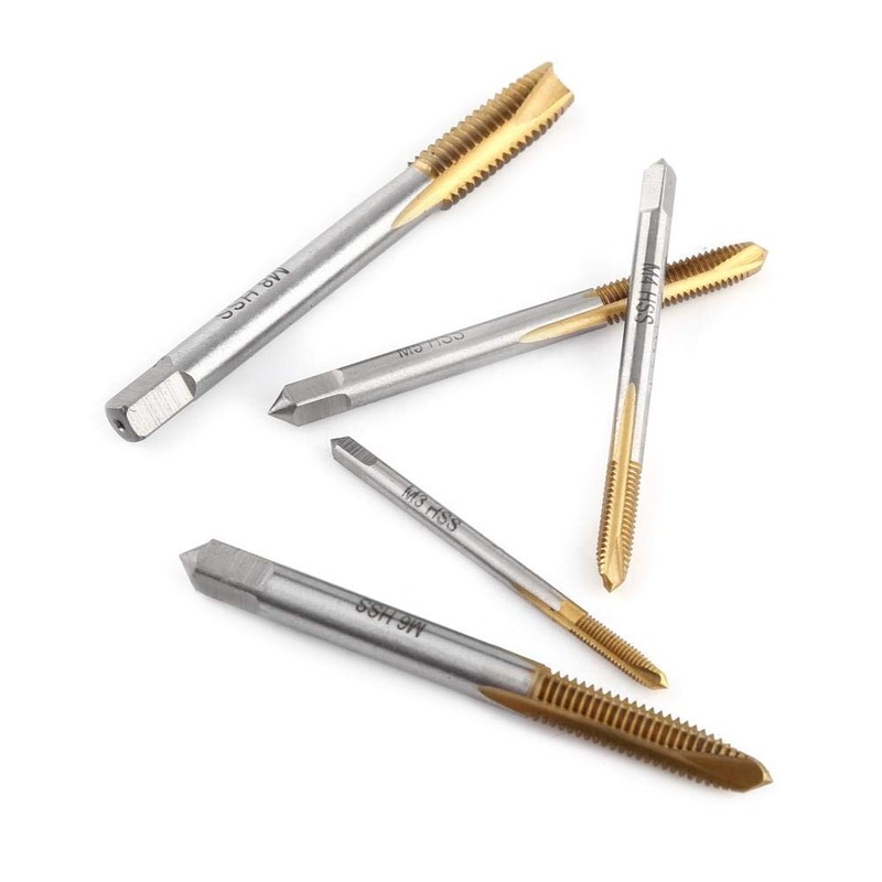 HSS Machine Tap with Metric Thread, 5 Pieces Titanium Coated