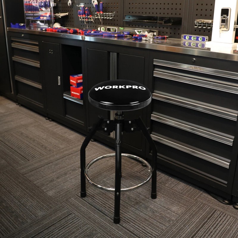 WORKPRO Bar Stools 360 Degree Swivel Black Chair Heavy Duty