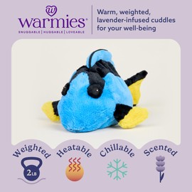 warmies Microwavable & Weighted Stuffed Animals, Blue Tang - Heated Stuffed Animal Plushie for Warmth & Comfort - Cute Soft Plush Toys for Adults & Children (Boys, Girls, Babies & Toddlers)