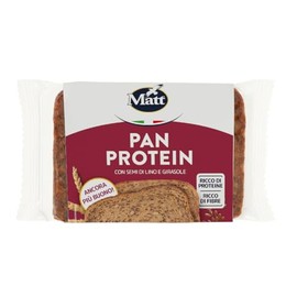 Matt, Pan Protein, Pane Proteico Ricco di Proteine e Fibre e a Basso Contenuto di Zuccheri, Ideale per Accompagnare i Pasti o Come Base per Toast o Tartine, Confezione da 250 g