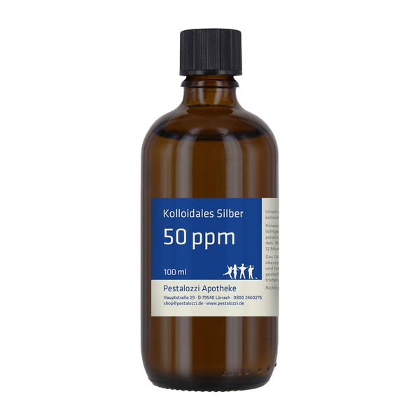 Colloidal Silver 50 ppm, 100% Natural, Colloidal Silver Water, Without Chemical Additives From Pharmacy Manufacture 100 ml