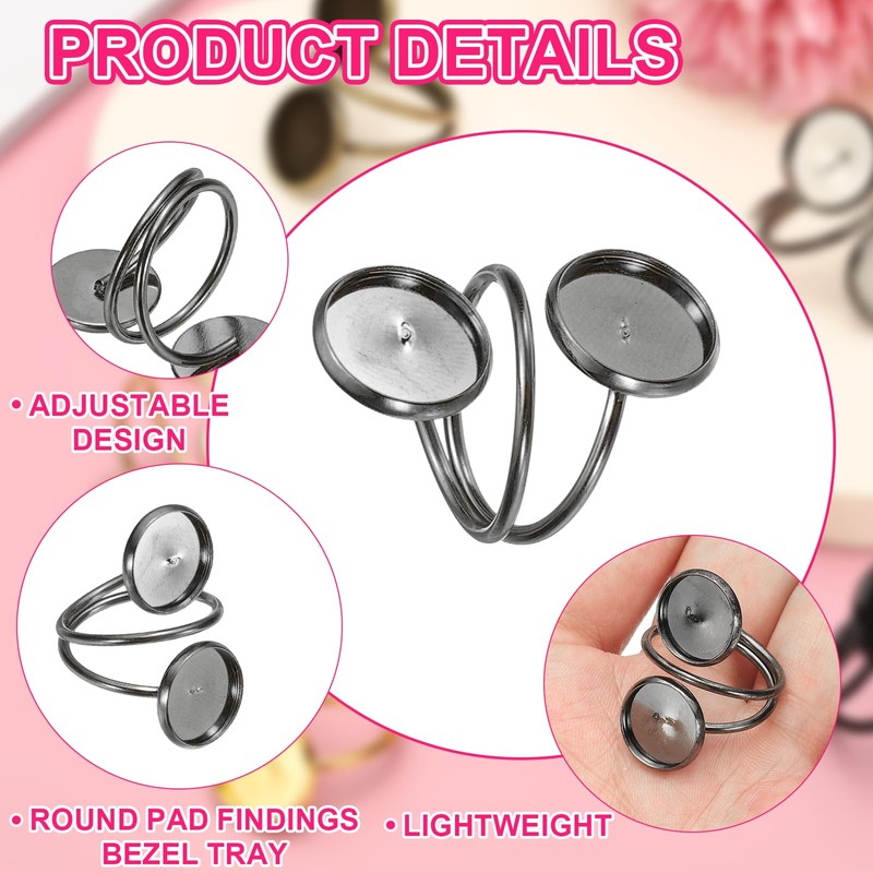 sourcing map 10 Pcs Ring Blank, Adjustable Finger Ring Blank
