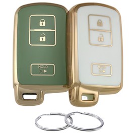 REPROTECTING TPU Key Fob Cover Compatible with Toyota 4Runner C-HR Highlander Land Cruiser Prius C Prius V RAV4 (3 Buttons) (White/Green)