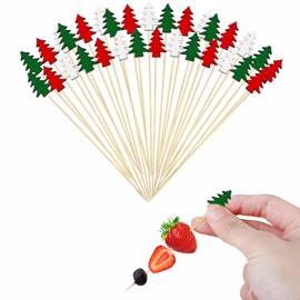 Coollooda Cocktail Picks, Fashionable, Bamboo Fruit Picks, Disposable Cocktail Pins, Handmade Decoration, Toothpicks, Cute, Christmas Tree, Confectionery, Fruit, Decoration, Fruit Picks, Food Sticks,