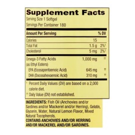 Omega-3 1000mg 180 Capsulas Fish Oil Spring Valley Salud Sabor Sin sabor