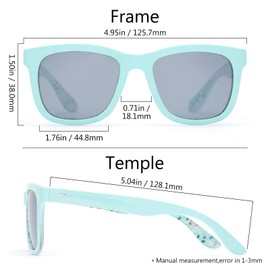 BASSDASH Kids Polarized UV400 Protection Sunglasses for Boys Girls with Adjustable Strap (Frame – Mint Green & Snowman, Lens – Silver, VK03 5-14 years)